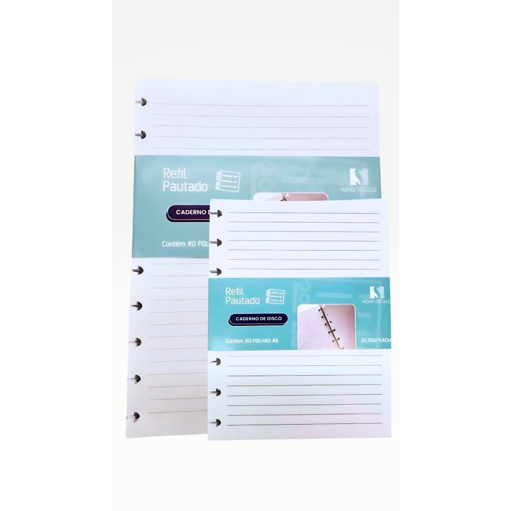 Refil de Folhas Caderno de Disco B5 A4 e A5 com 10 11ou 8 Furos folhas Pautadas