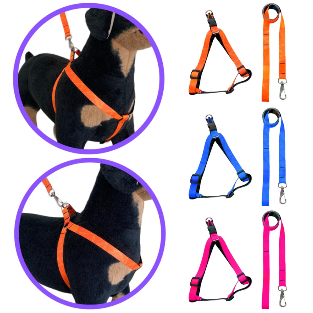 Coleira peitoral ajustável com guia para cães