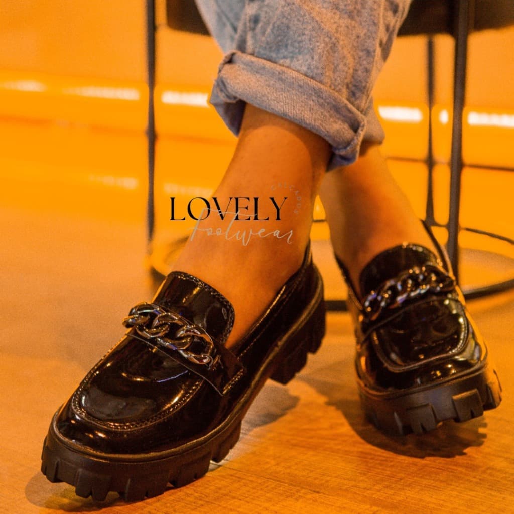 Sapato Mocassim Feminino Tratorado Preto Verniz Blogueira Super Promoção Imperdível