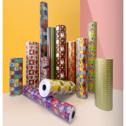 Papel De Presente Bobina 40 Cm X 100 M Couchê