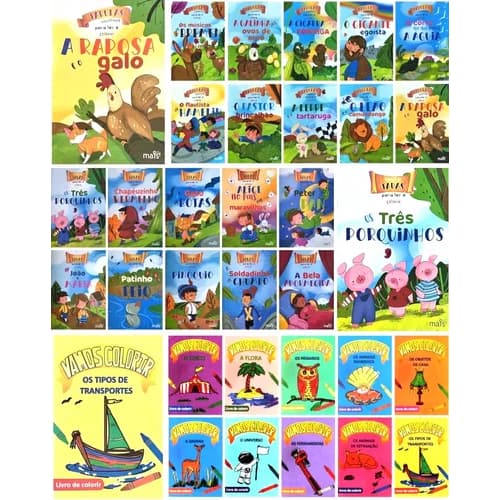 Kit Com 30 Livros Para Ler E Colorir - 20 X 13,5 Cm - 10 Páginas