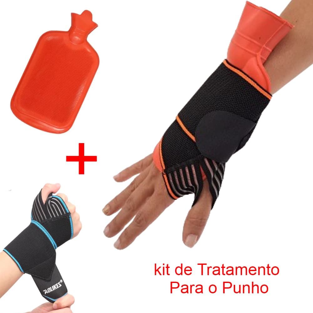 Kit Munhequeira  + Bolsa de Gelo Alívio da Dor Munhequeira Ortopédica de Compressão Ajustável Alivio
