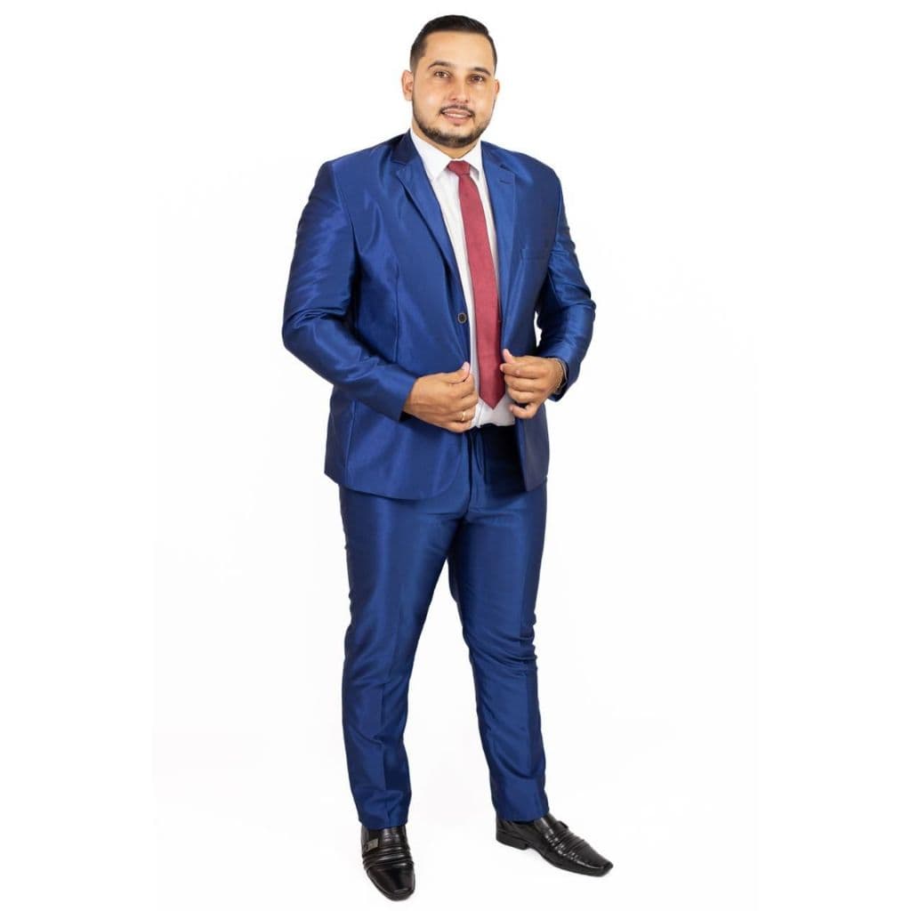 TERNO ENCERADO POLIVISCOSE AZUL - BRILHANTE - PROMOÇÃO