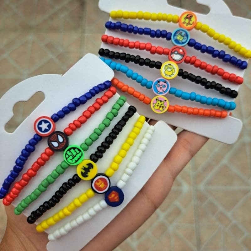 kit de Pulseiras Infantil Masculina de Super Heróis, Harry Potter, Pokémon, Flor, Frutinhas, Animais