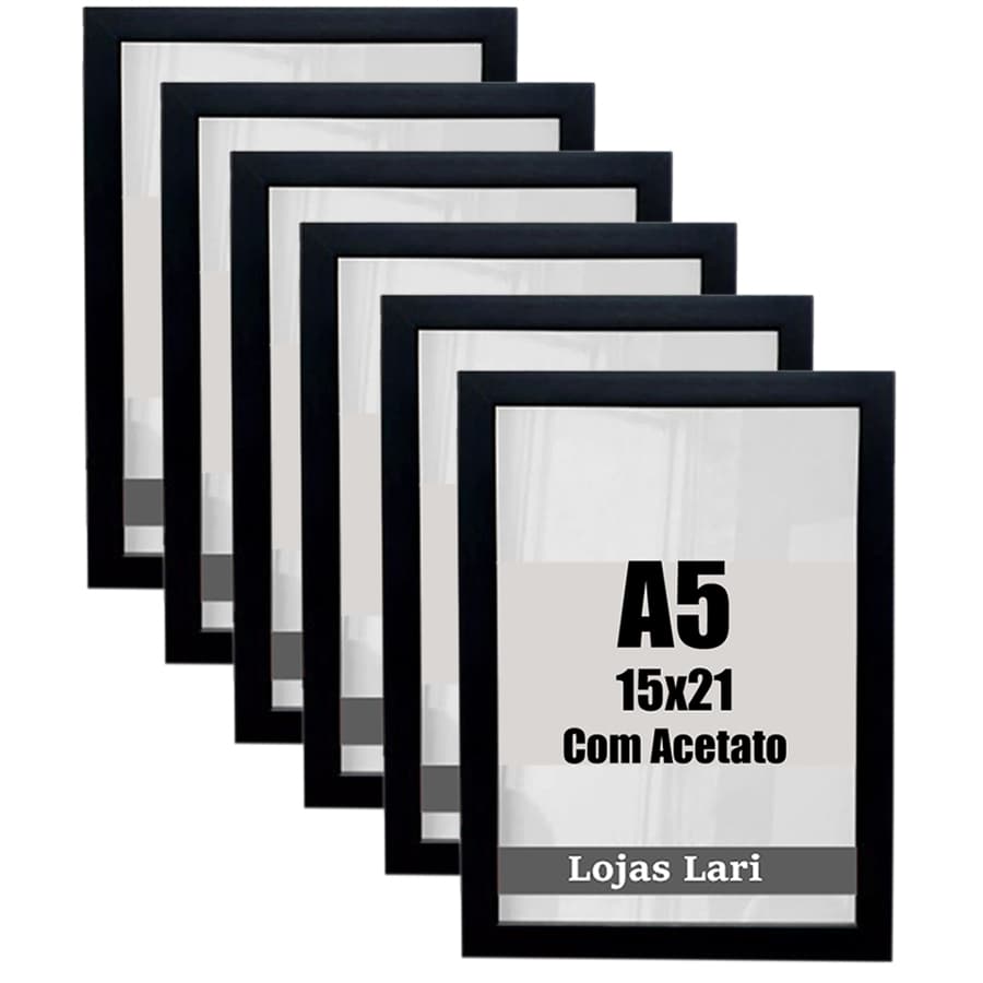 Kit 6 Molduras A5 Para Quadro Foto Poster Acetato 15x21 Cm