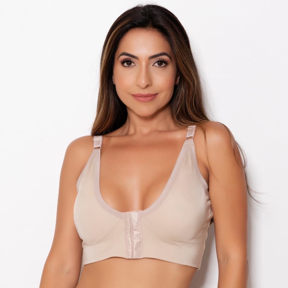 Cinta Mama Sutiã Pós Cirúrgico Mamoplastia Reforçado Sustentação Pós Operatório Silicone Fecho