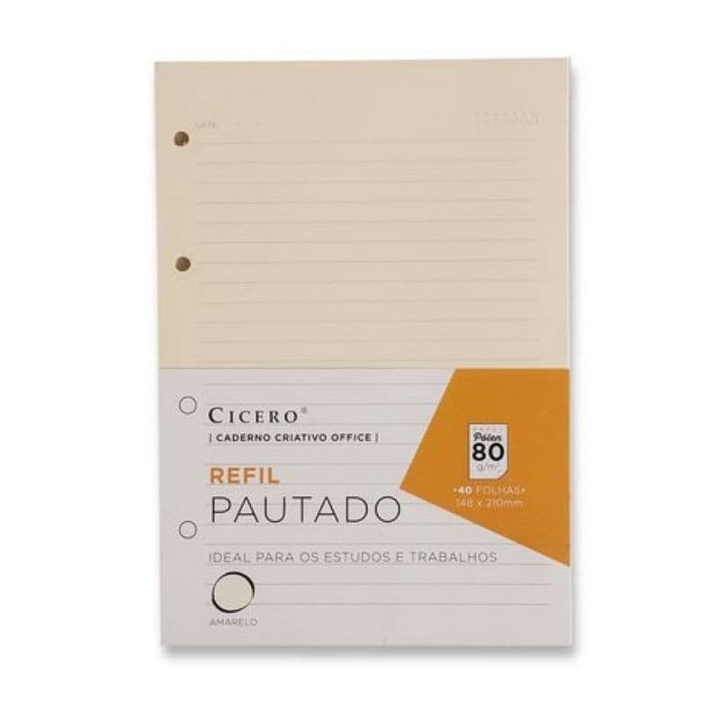 Refil Caderno Argolado Office 40FLS Pólen 80g Pautado A5 e A6 Cicero / Folhas para Fichário / Papelaria  / Escritório