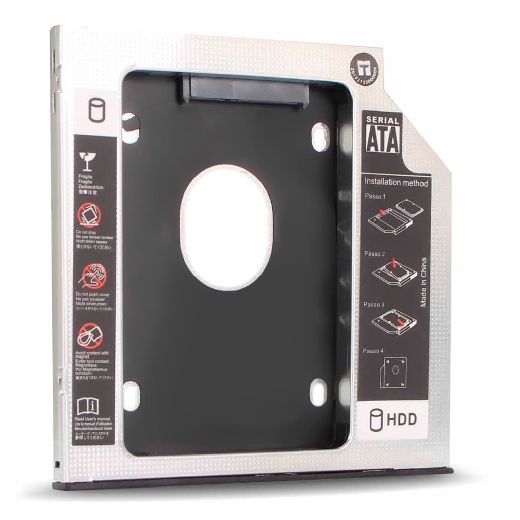Adaptador Caddy 12.7mm para HD/SSD 2.5" SATA – Gaveta para Substituir Leitor de CD/DVD Notebook