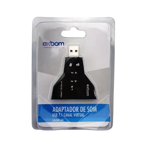 Adaptador De Som Usb 7.1 Exbom Usom-20 + NF + Loja Fisica + 90 dias de Garantia