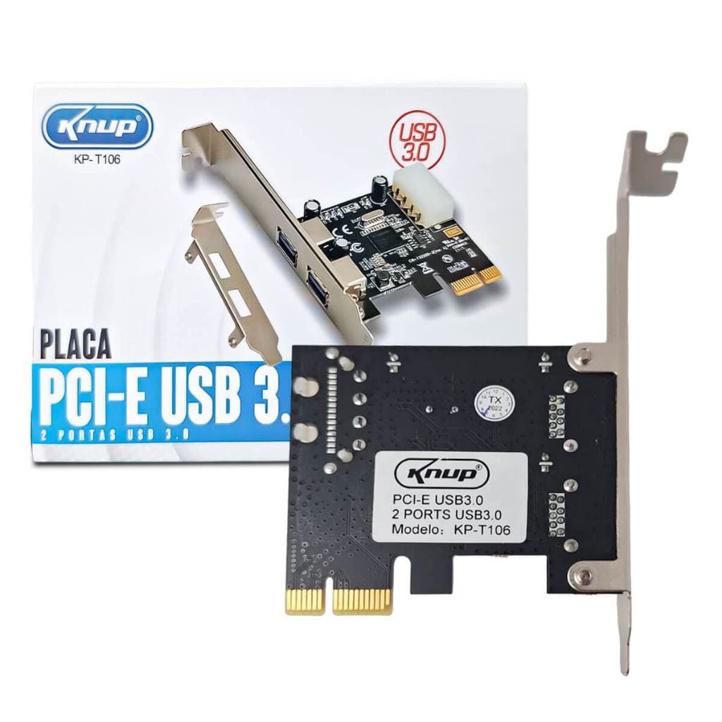 Placa PCI-E USB 2 Portas 3.0 Compatível com Windows e Linux Kernel