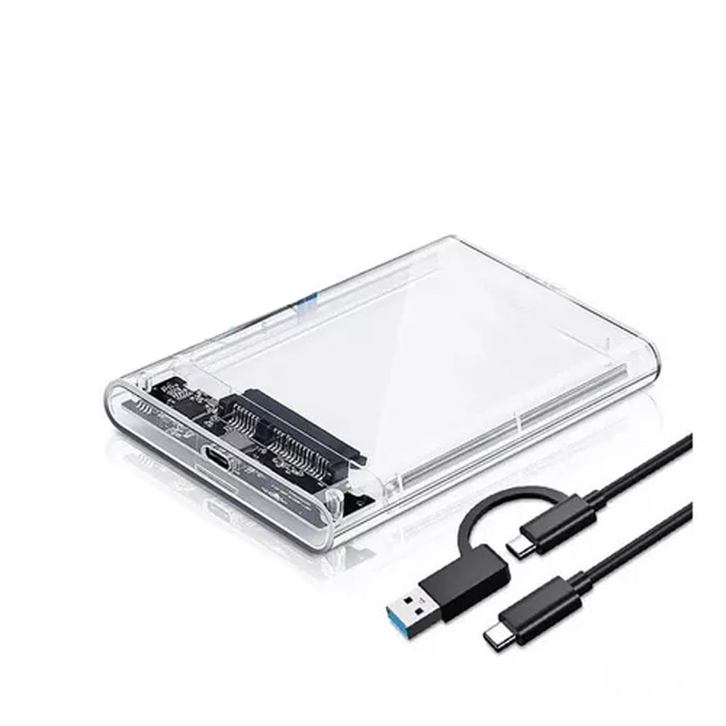 Case HD Externo 2.5” 💾 Transparente USB 3.0 Tipo-C – Suporte até 4TB, Compatível com SSD e HDD