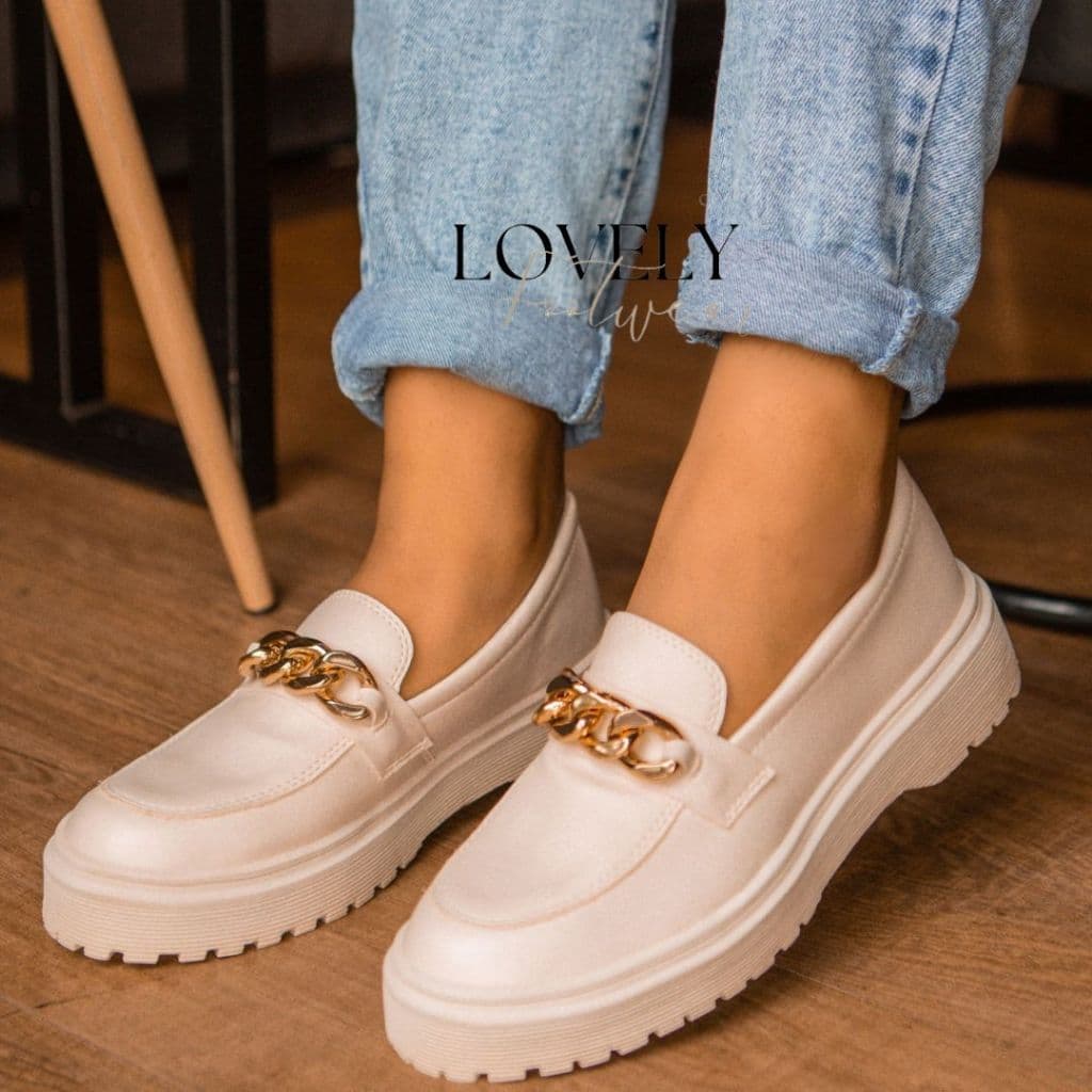 Sapato Mocassim Feminino Corrente Off White Imperdível