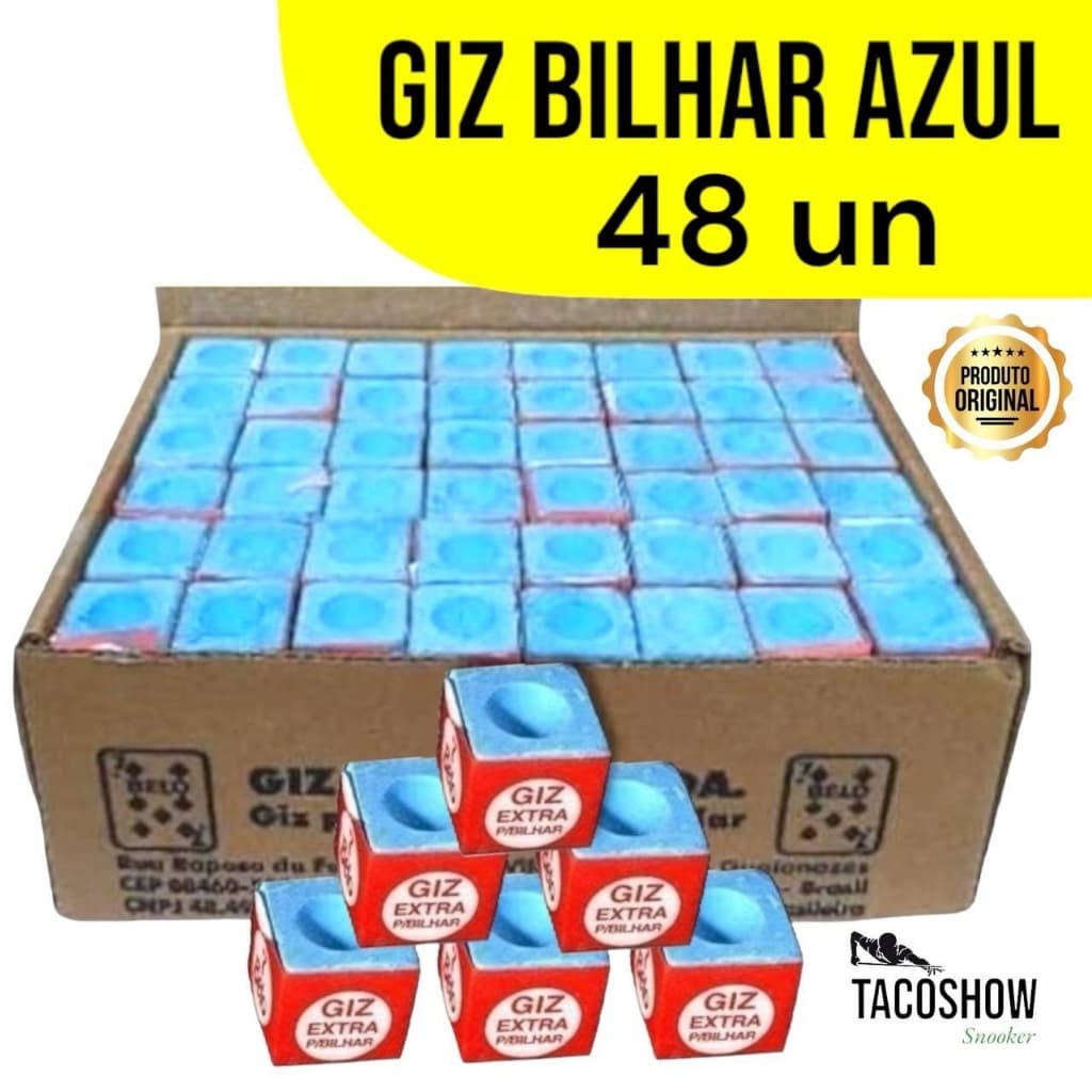 Giz Azul Bilhar Sinuca Bar Snooker Comum 7 Belo 48 Unidades Kit Para Taco Sola Ponteira Ponta