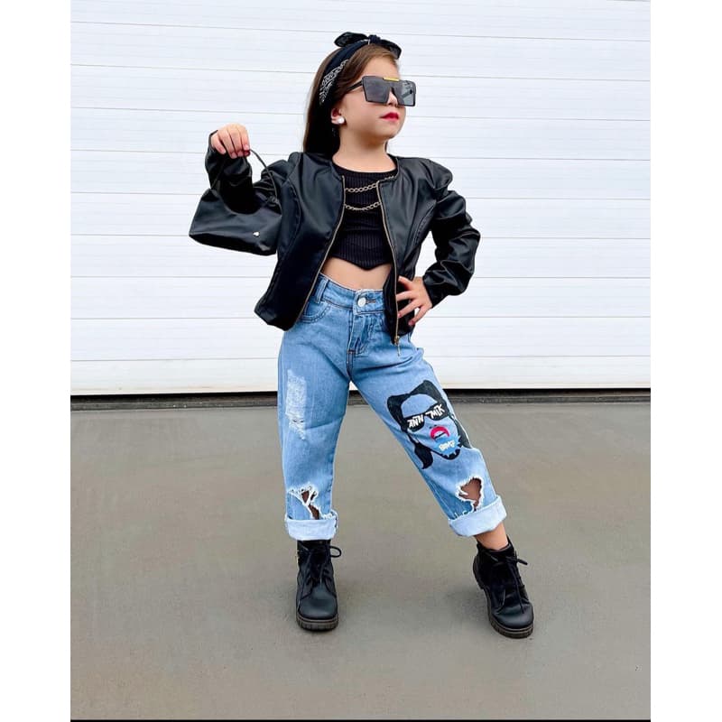 Jaqueta infantil Manga Bufante couro ecológico mini diva  ( 2 ao 10)