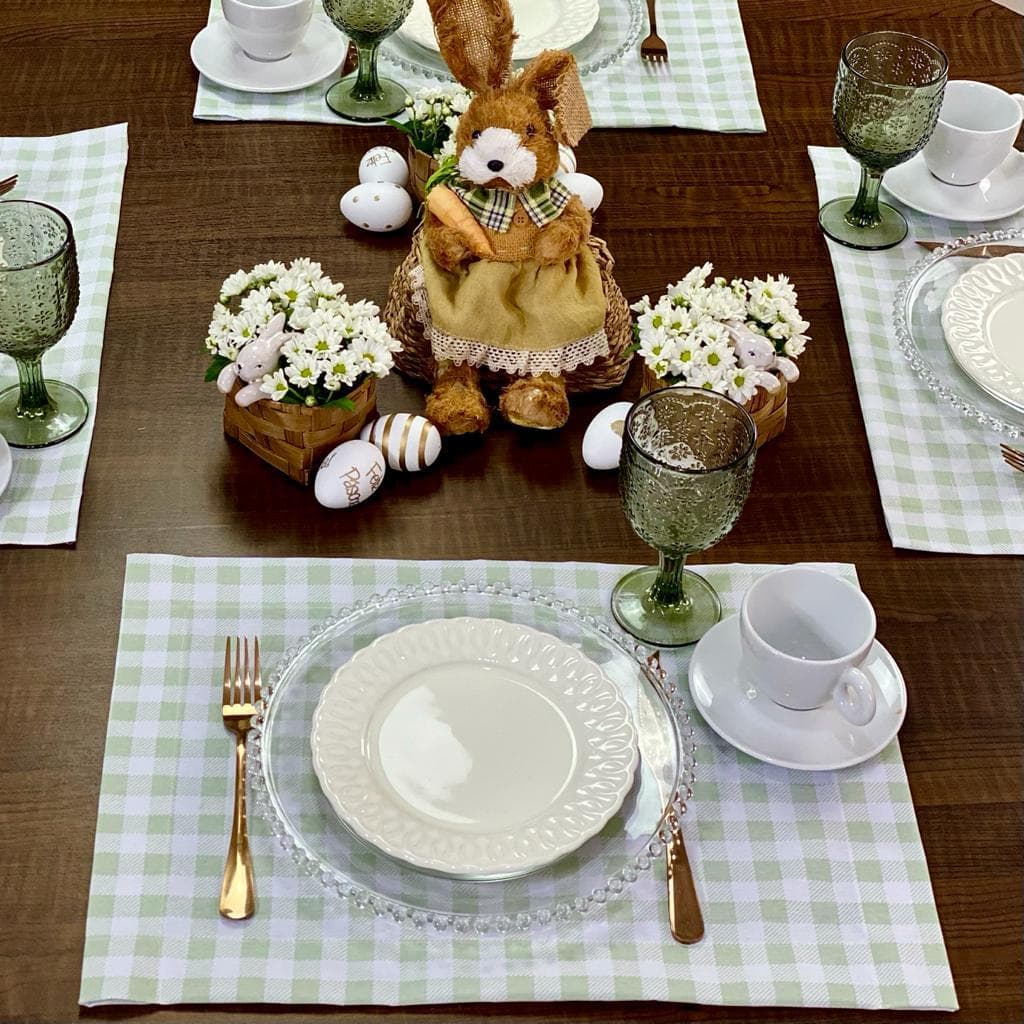 Jogo Lugar Americano 35 X 50  Em Tecido Páscoa Coelhinho Colorido