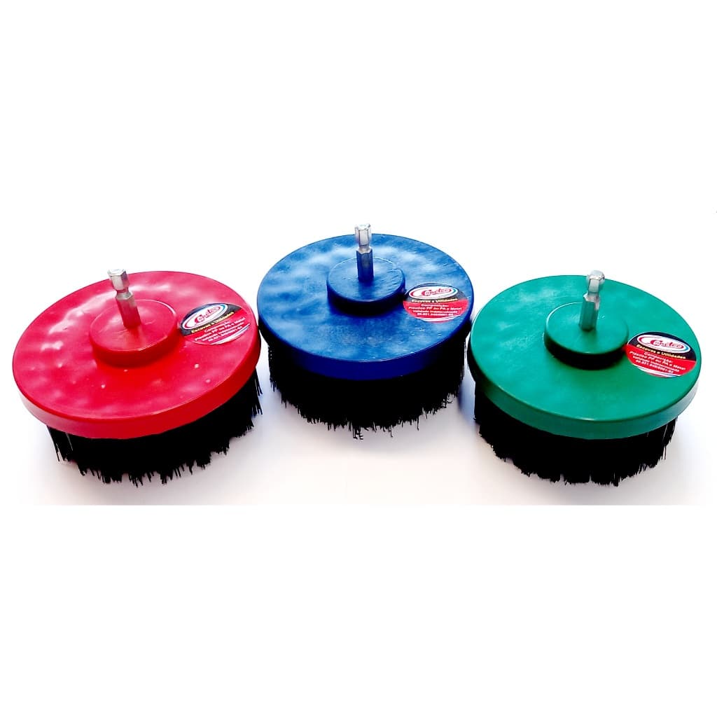 kit 3 escovas rotativas super macia, macia  e media 100mm uso em furadeira Profissional