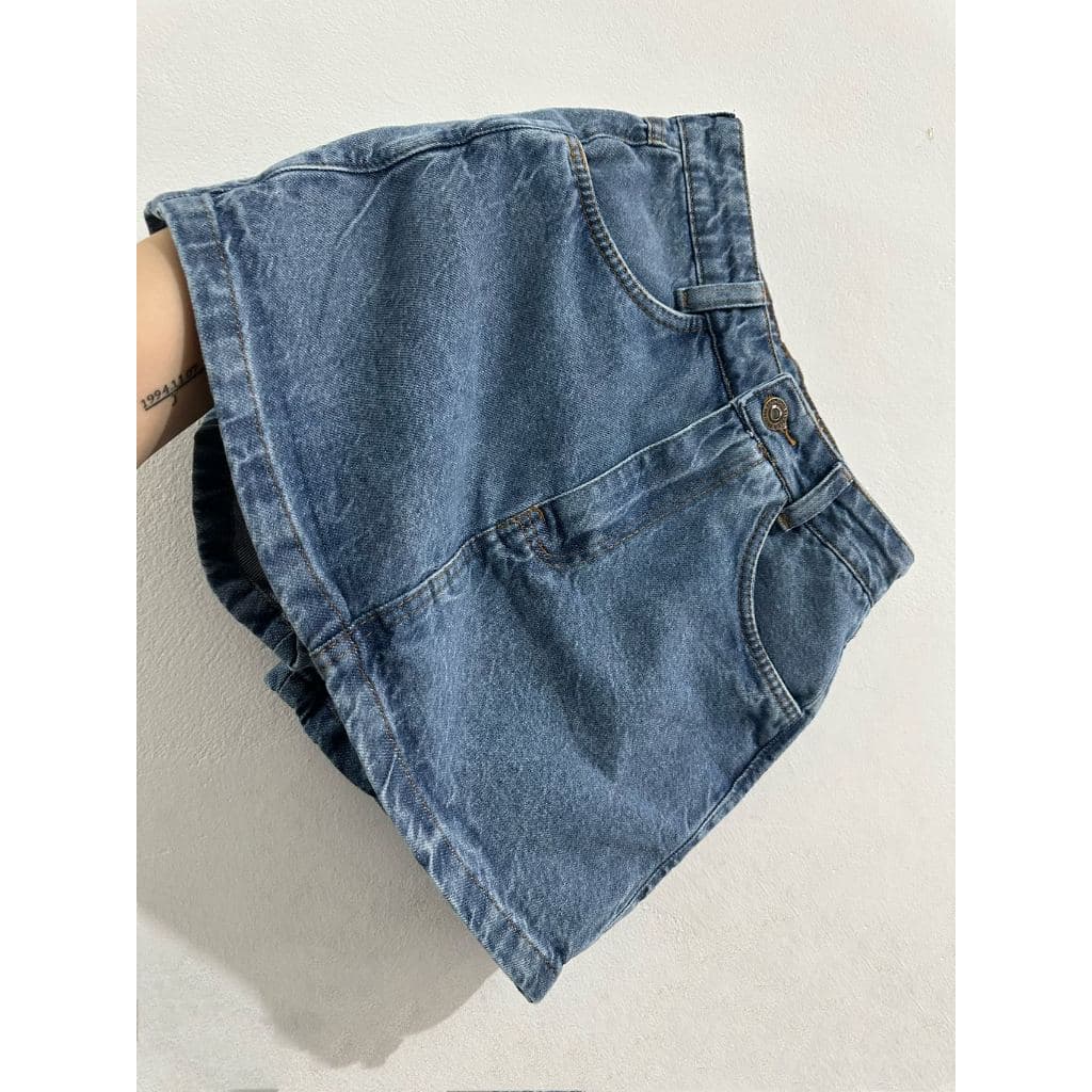 Short saia Cintura Alta Femininas Jeans sem lycra