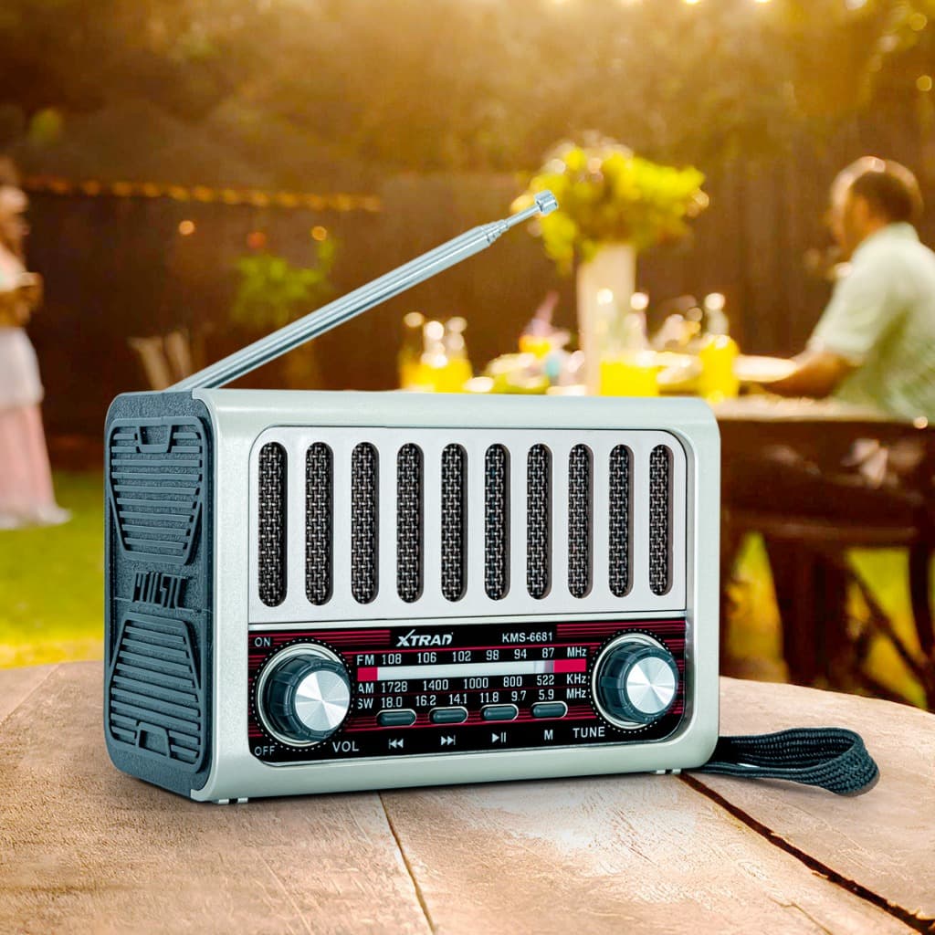 Rádio Retro Bluetooth Vintage Portátil FM Xtrad