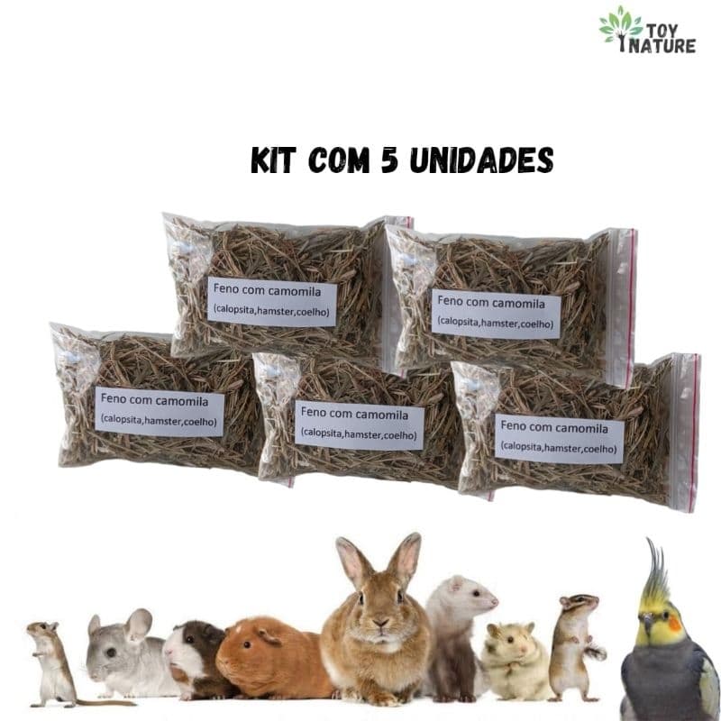 Feno com camomila para roedores,coelhos,aves