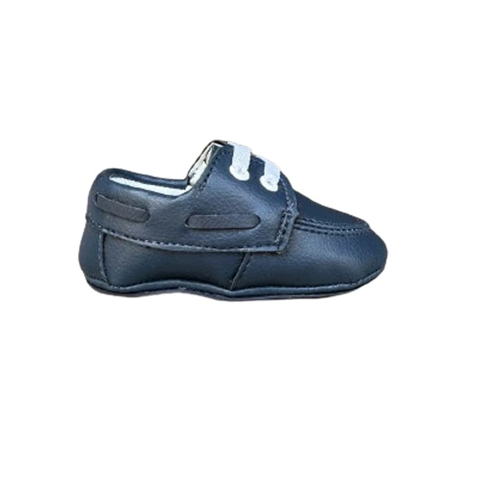 Sapato Social Infantil Bebê Menino Azul Marinho Mocassim De Cadarço