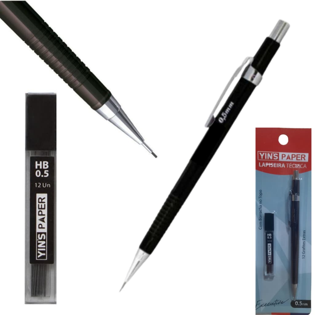 Lapiseira  tecnica 0.5mm Profissional Executive Escolar Yins + tubo grafite + borracha