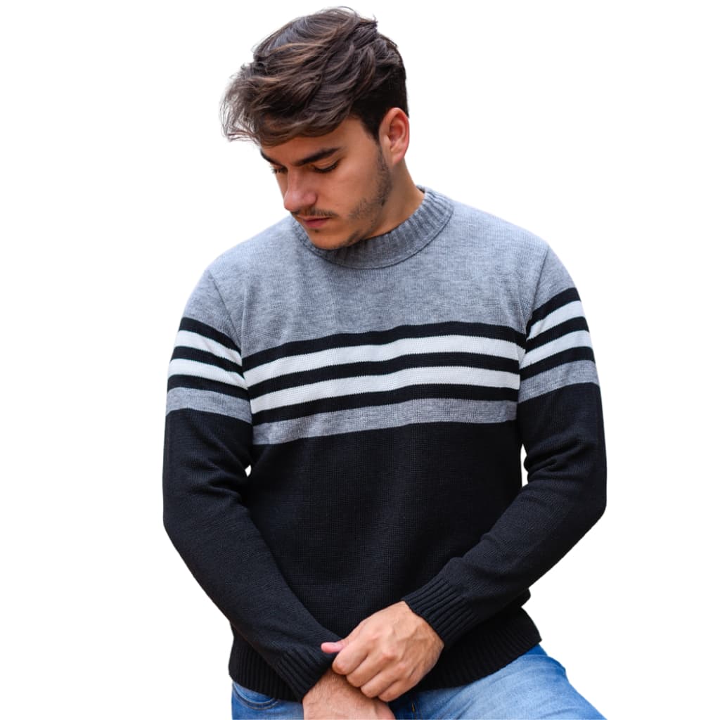 Suéter Masculino Tricô Blusa De Frio Gola Redonda Malha Alta Qualidade