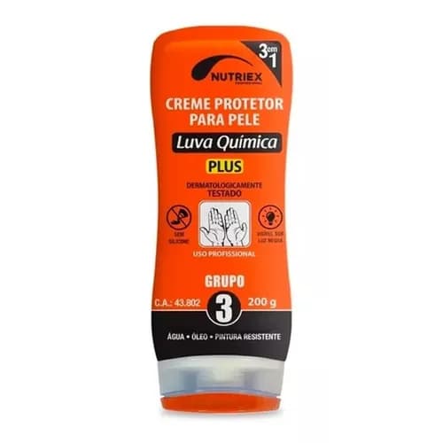 Creme Protetor Luva Quimica Profissional Nutriex Grupo 3 G3 200g Graxa Solvente Quimica Antialergico