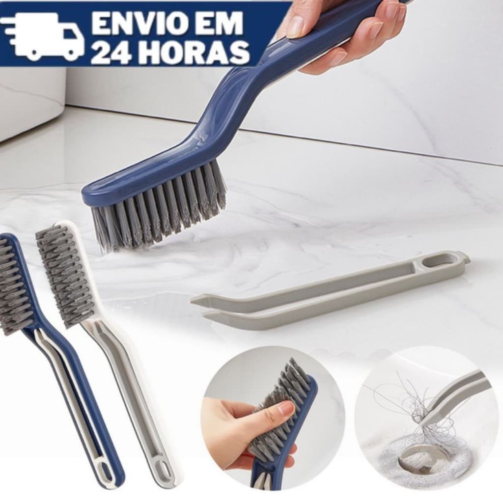 Escova De Limpeza Multifuncional com Pinça Portátil Para Banheiro Frestas e Cantos