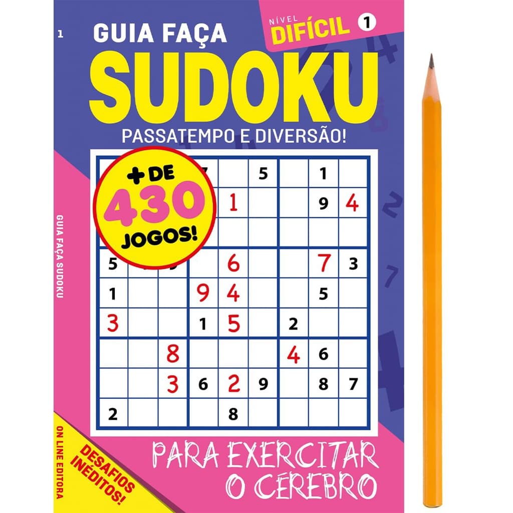 Livro Guia Faça - Sudoku - Nível Difícil 1 Passatempo e Diversão