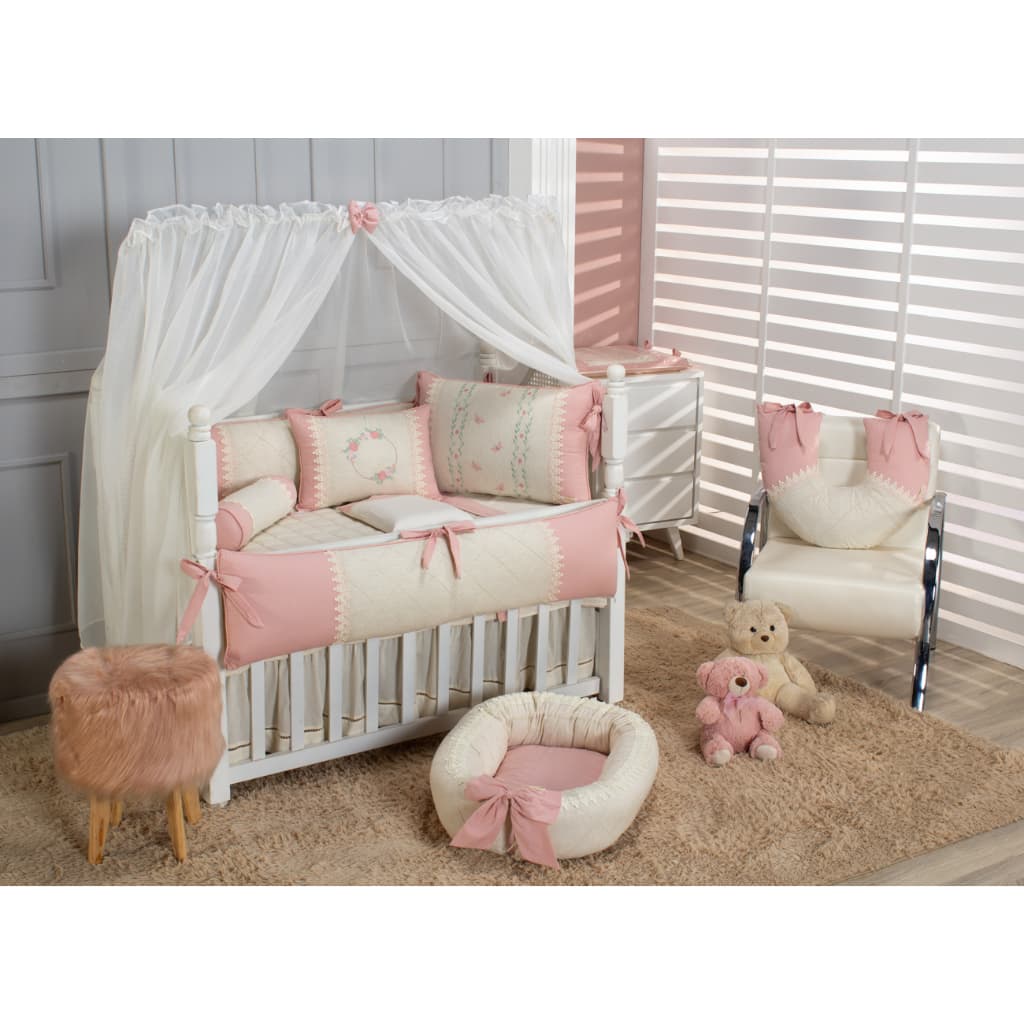 Kit Berço Americano Borboletas Maria Rose Blusch com Linho