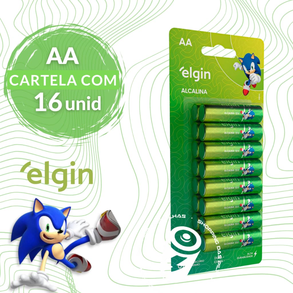 Pilha Alcalina Aa Elgin Com 16 Unidades Longa Duração
