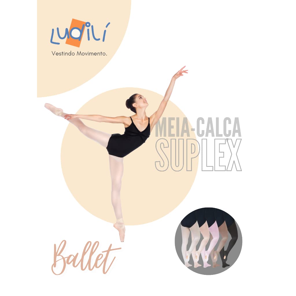 Meia Calça Conversível Fio 80 com furo no Pé Suplex ballet Infantil / Adulto