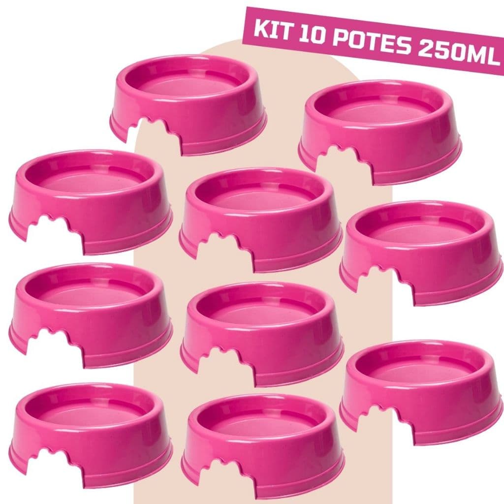 Kit 10 Comedouros Pote de Ração e Água Pequeno Para Cachorro e Gato 250ml