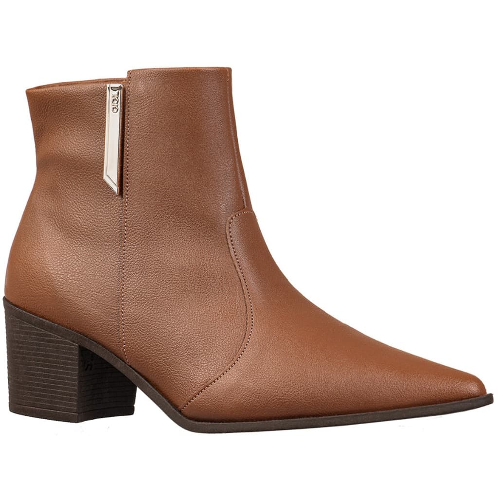 Bota Feminina GiGiL Bico Fino Cano Médio Salto Grosso Médio Detalhe Lateral Confortável  Blogueira