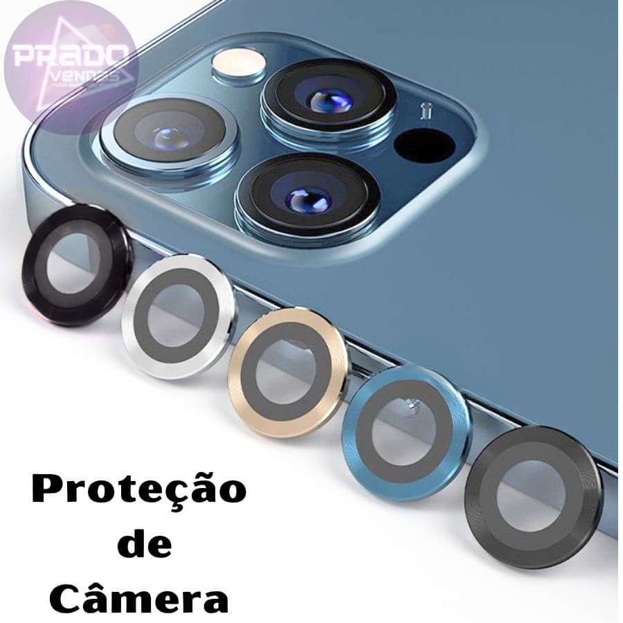 Película Lente Câmera Todos IPhones Protetor Metal Liso 4 Cores