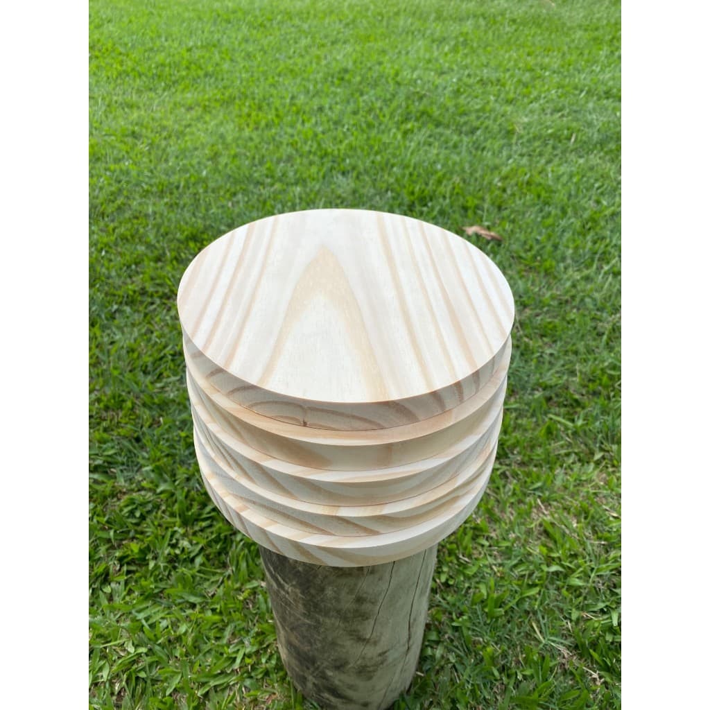 TÁBUA REDONDA DE MADEIRA PINUS 20CM - Kit com 5 peças