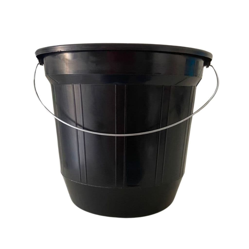 kit 12 Balde Plástico Preto 7,5 Litros Lavanderia Reforçado Alça de Ferro