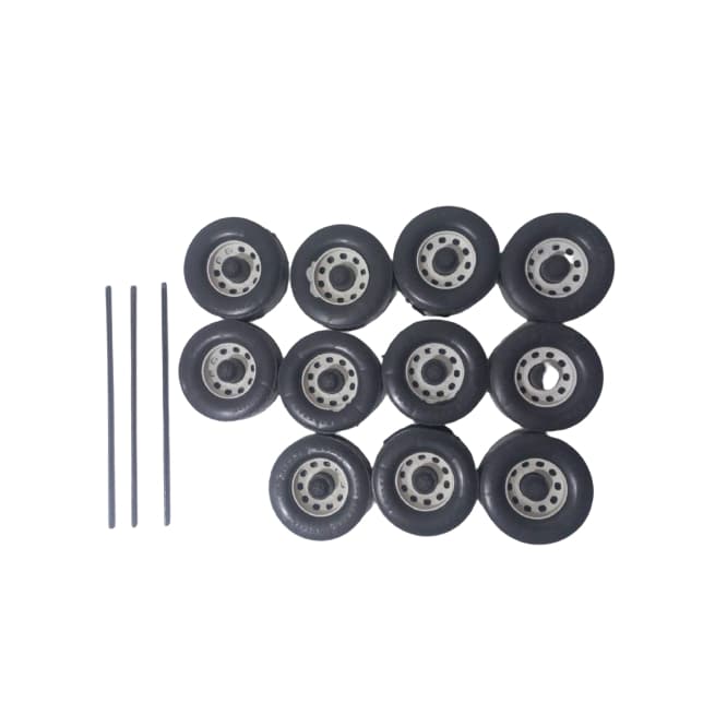 kit  roda de 8 cm igual a foto 11 unidades  ja  com eixo  liso