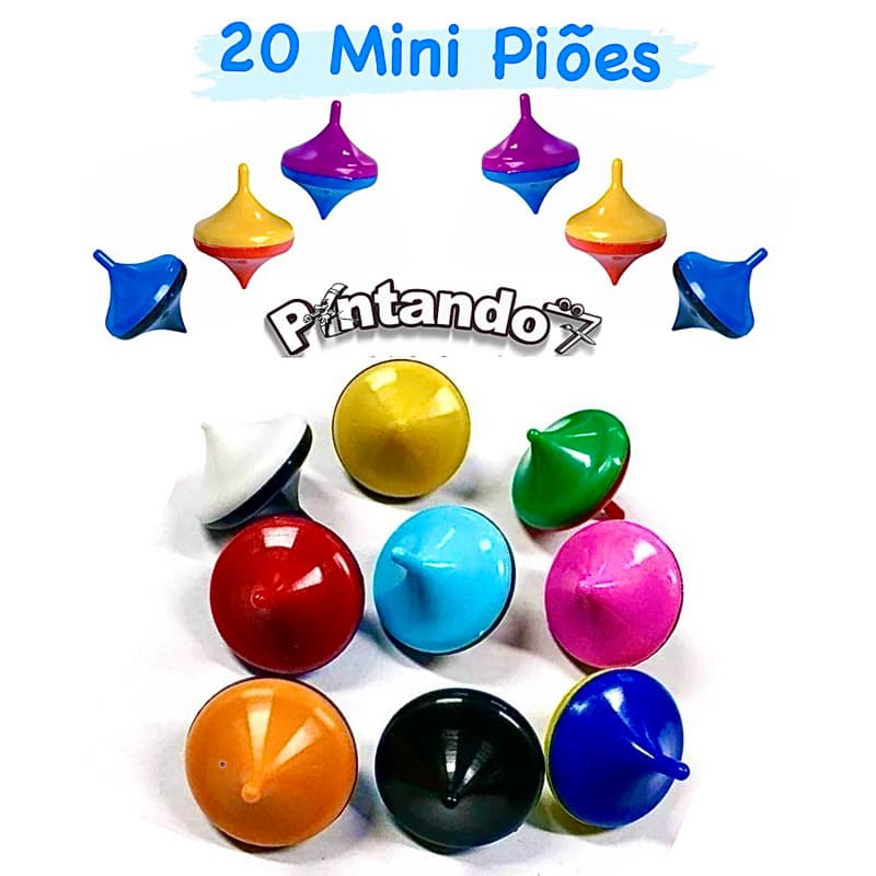 Kit 20 Mini Pião Brinquedo Diversas Cores para Sacolinha Surpresa