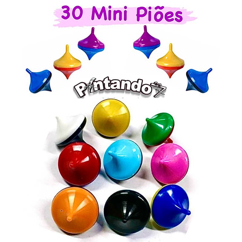 Kit 30 Mini Pião Brinquedo Diversas Cores para Sacolinha Surpresa