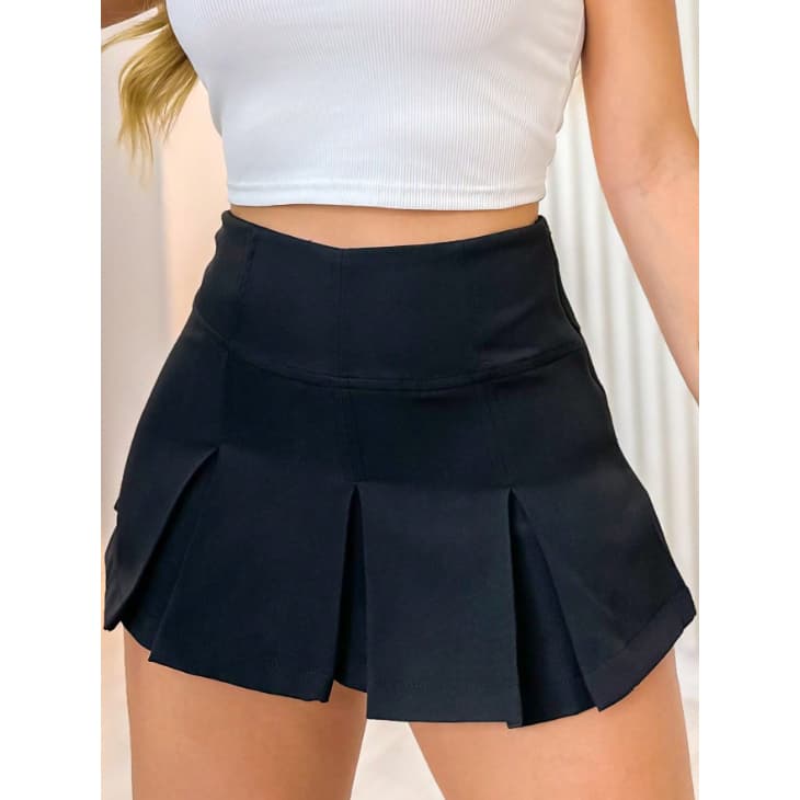 EMILI Short Saia Feminino/ Fechamento Lateral Em Zíper/ Plissado. -S694