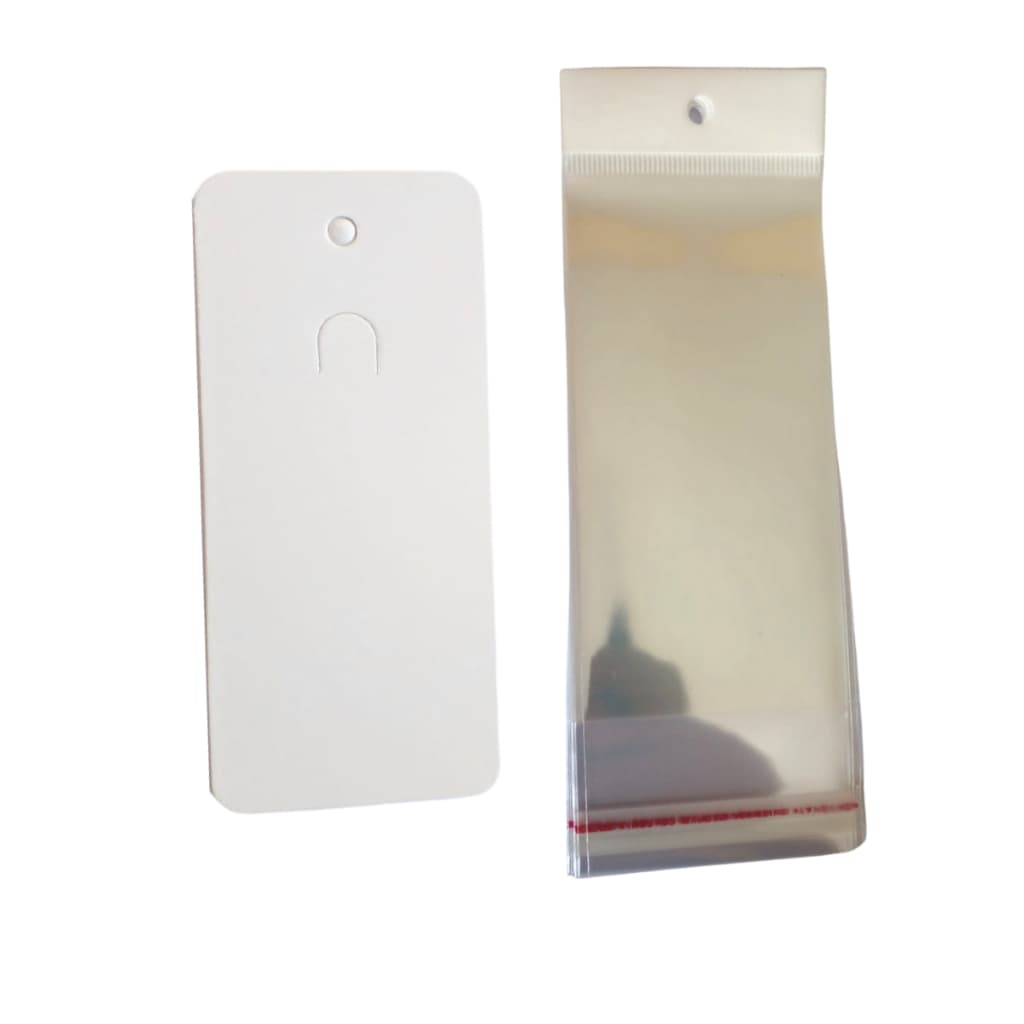 100 Peças Cartela Tag Para Chaveiro E 100 Saquinhos Com Furo