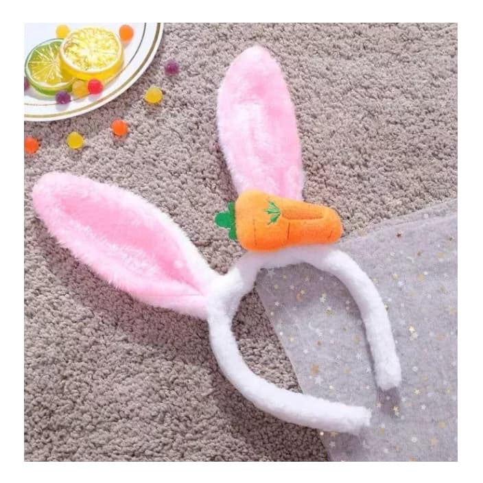 Tiara Orelhinha De Coelho De Pelúcia Com Cenourinha Páscoa