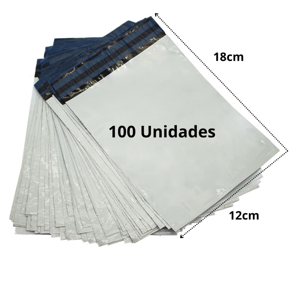 100 Envelopes Branco 12X18cm plástico inviolável correio sedex e-commerce