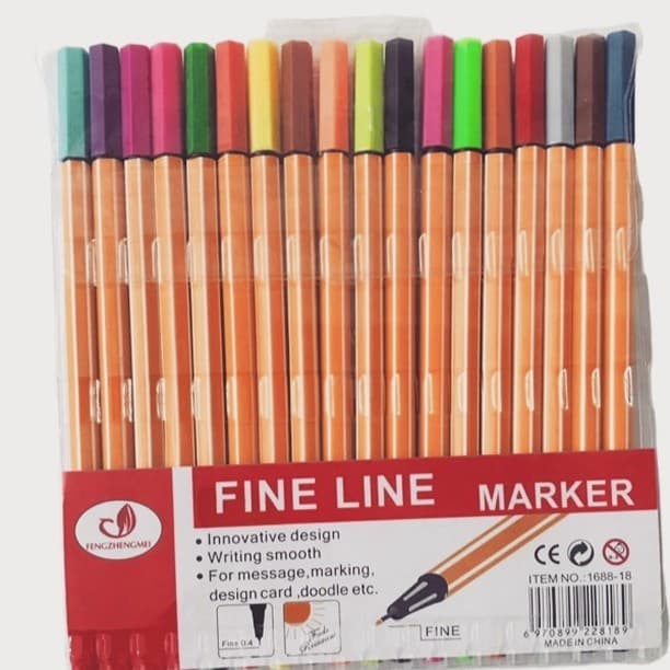 Kit com 12/24/36/48 canetas Fine Line Ponta Fina FINELINER 0,4MM