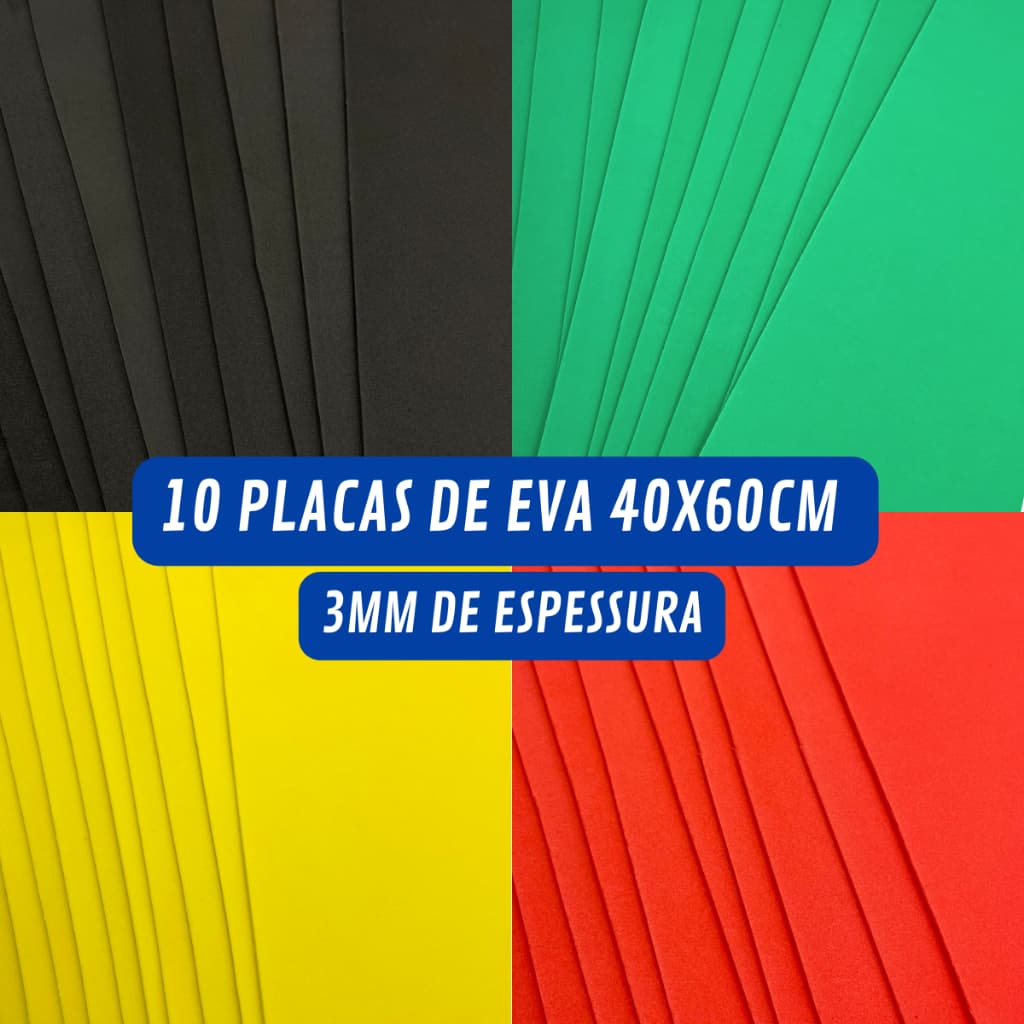 10 Placas Folhas De EVA 3mm 40x60cm Artesanato Escolar Trabalho Manual