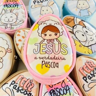 06 Bolsas mini em formato de ovo - Páscoa - 06 unidades