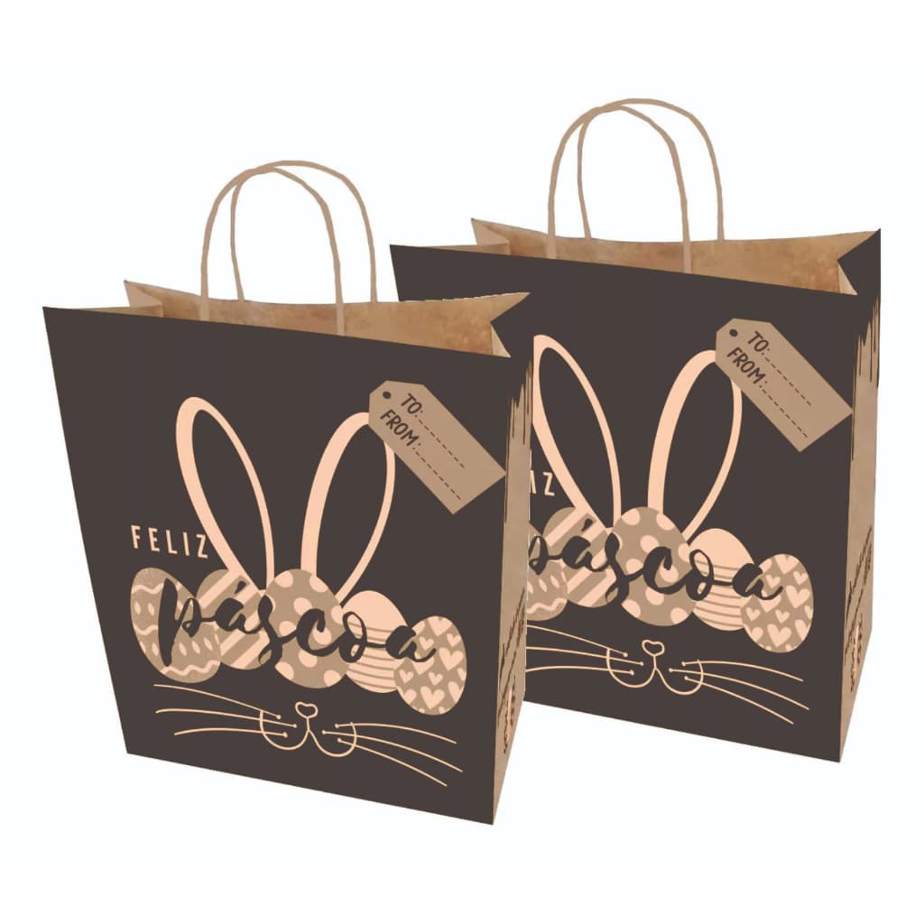 Sacola Kraft Feliz Páscoa ''P'' (27x10x18) - 10 Unidades