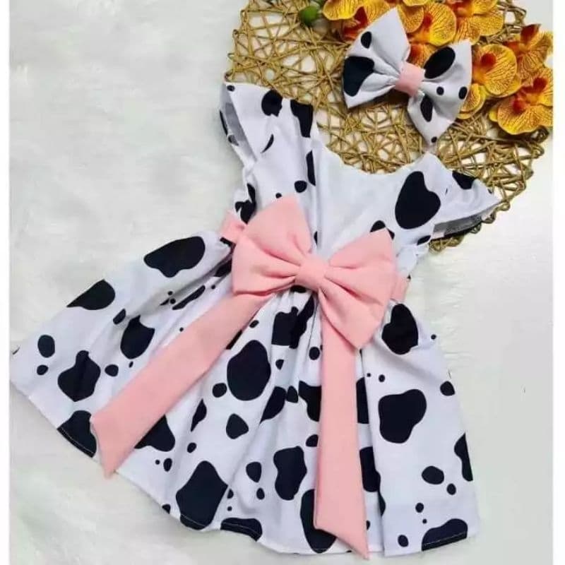 vestido infantil estampa vaquinha fazendinha
