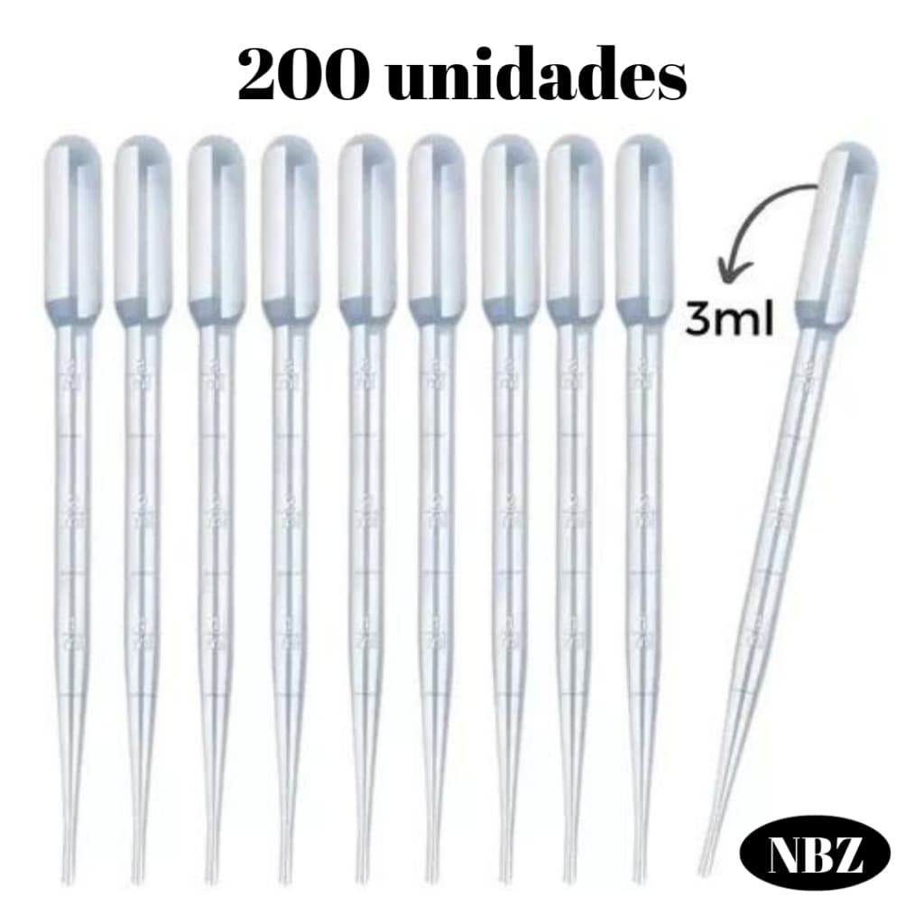 Pipeta Plastica Pasteur Conta Gotas 3 ML Com Marcador de ml Pronta Entrega Kit 200 100 50 unidades